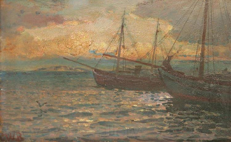 Carl Wilhelm Barth Aften ved Grundsund Norge oil painting art